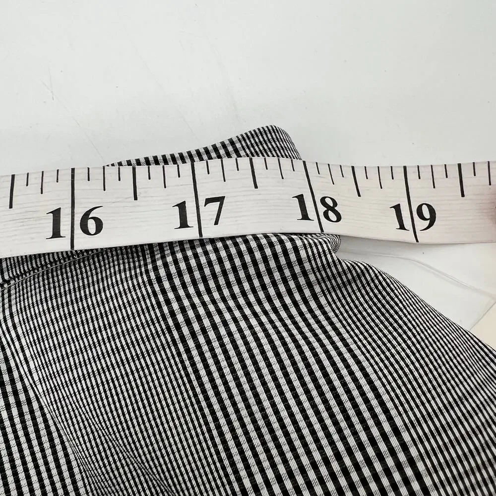 Vtg Tamotsu Women Trouser Pants Cotton Silk Blend 18W Black White Glen Plaid NEW